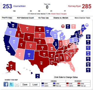 Prediction: Mitt Romney Will Win, 285-253 EV